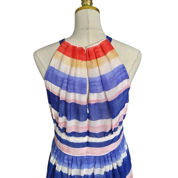 Vince Camuto Women’s High Low Colorful Striped Halter Neck Flowy Maxi Dress Sz 8 - Picture 7 of 10
